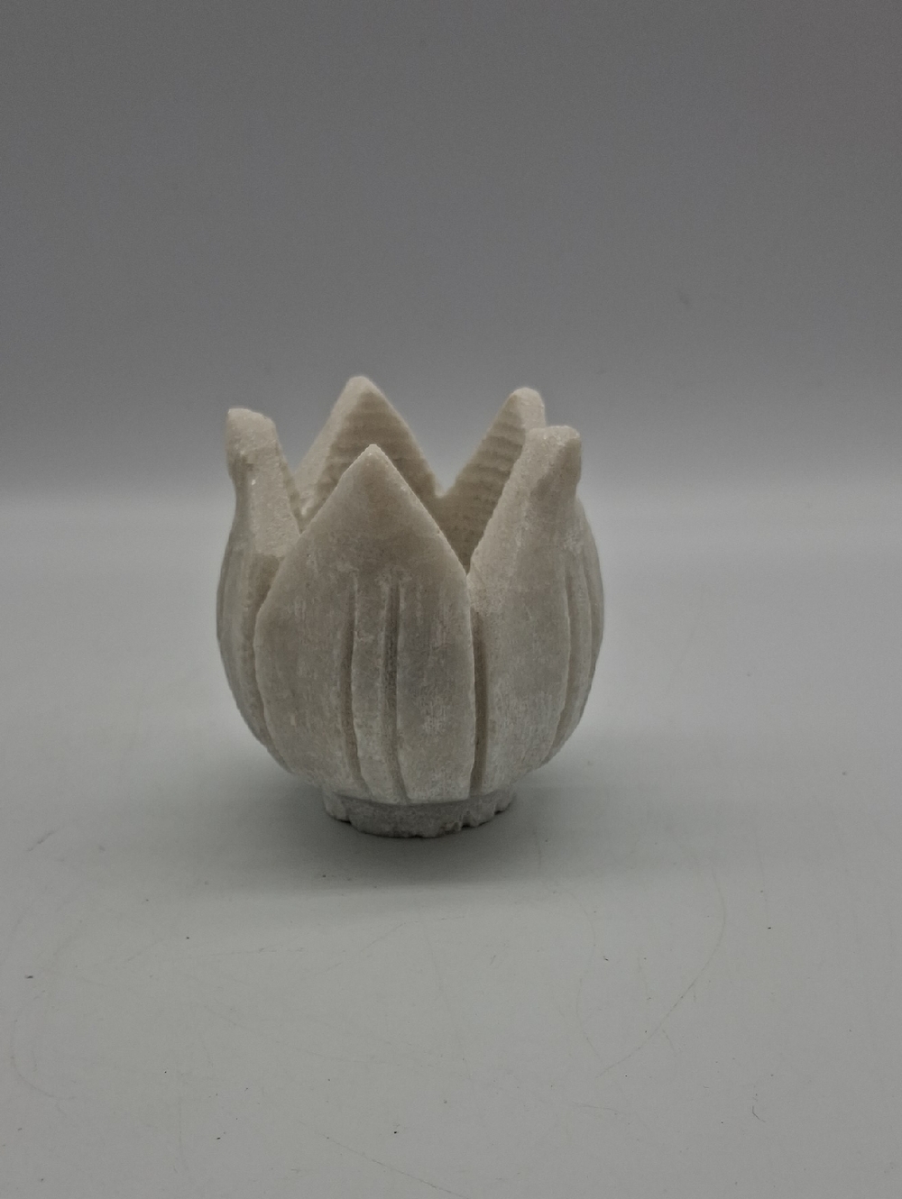 Handcarved Marble Lotus Flower Tealight Candle Holder